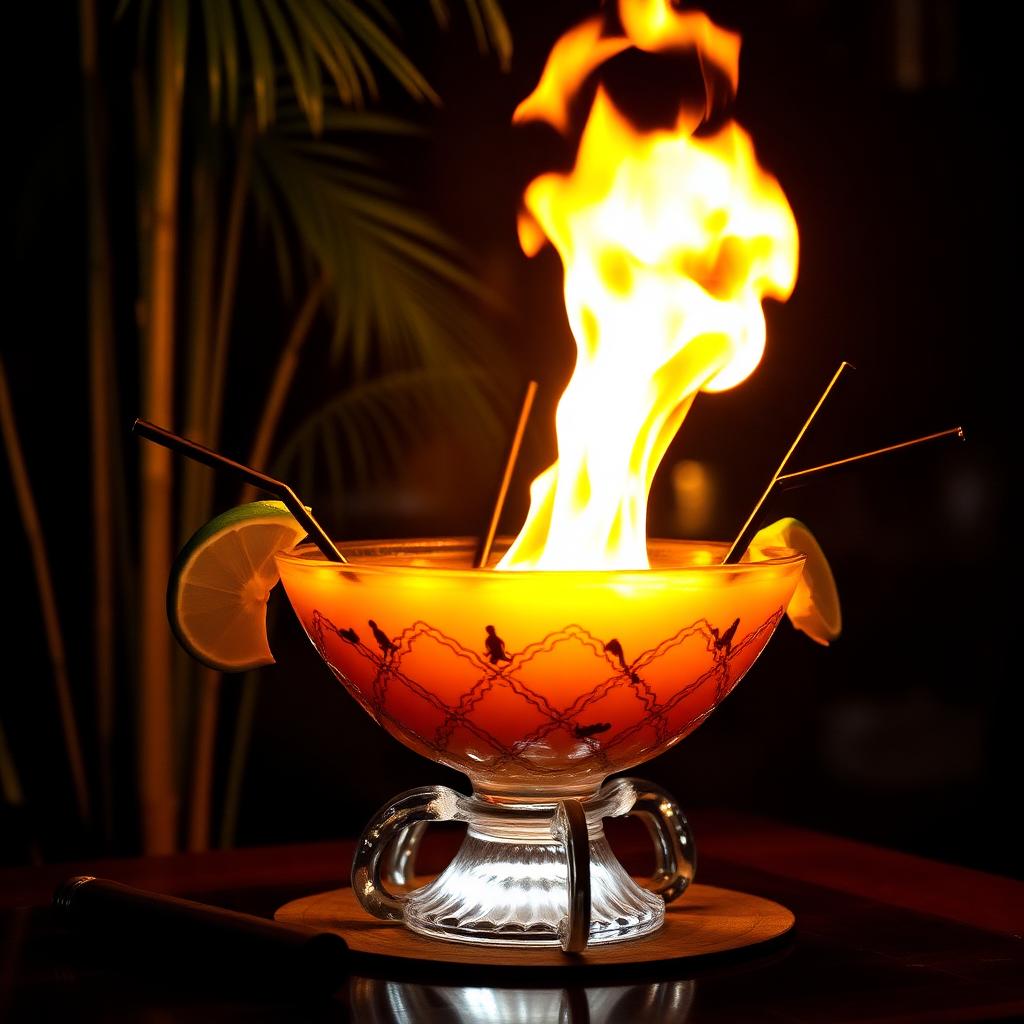 Shared scorpion bowl cocktail