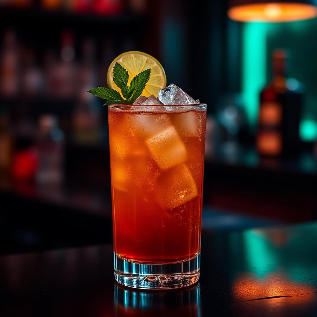 Mai Tai cocktail with mint and lime shell garnish